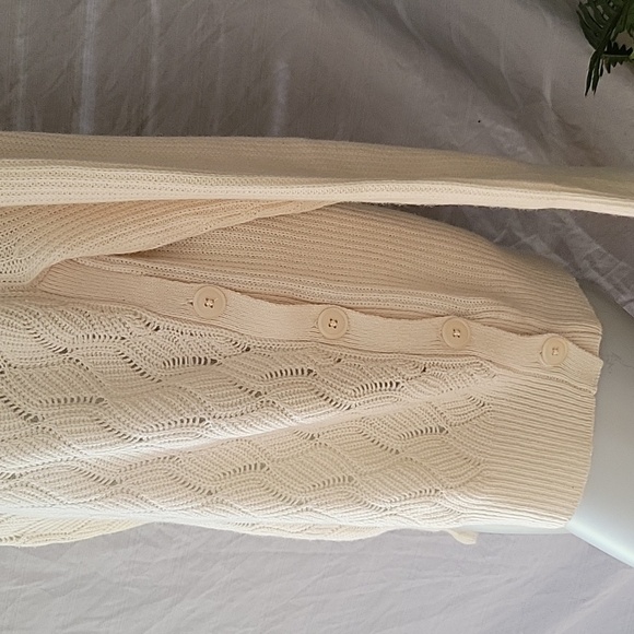 Rebecca Taylor Cream Knit Sweater V-neck Lightweight Ethereal Fairy Wool Blend M - Picture 7 of 10